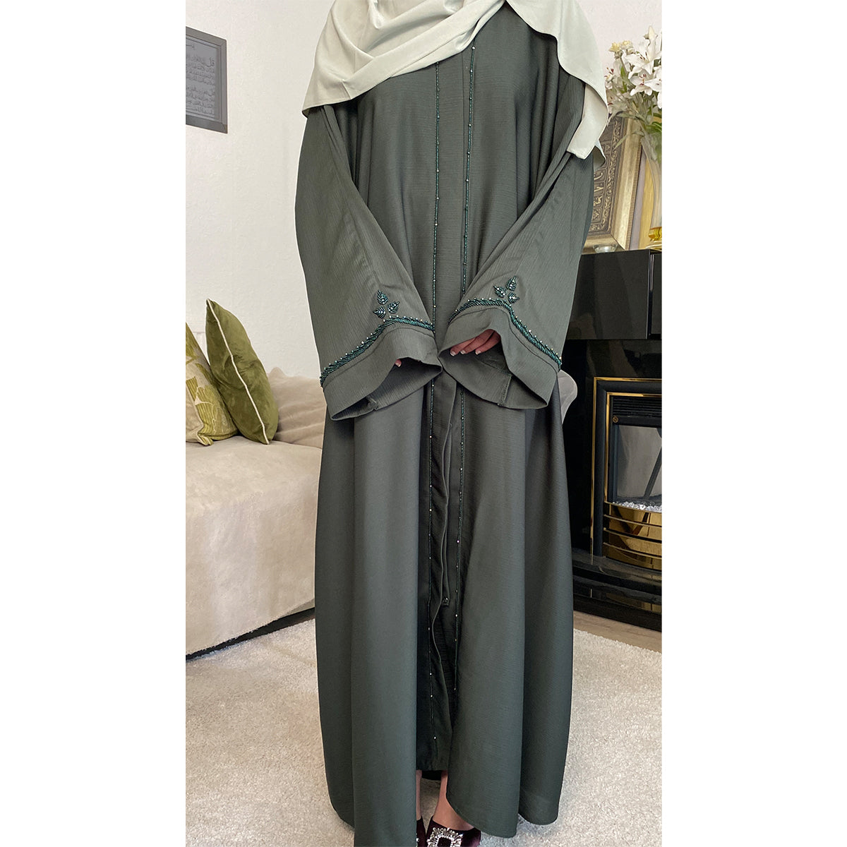 Aaminah Hand embroidered Open Abaya