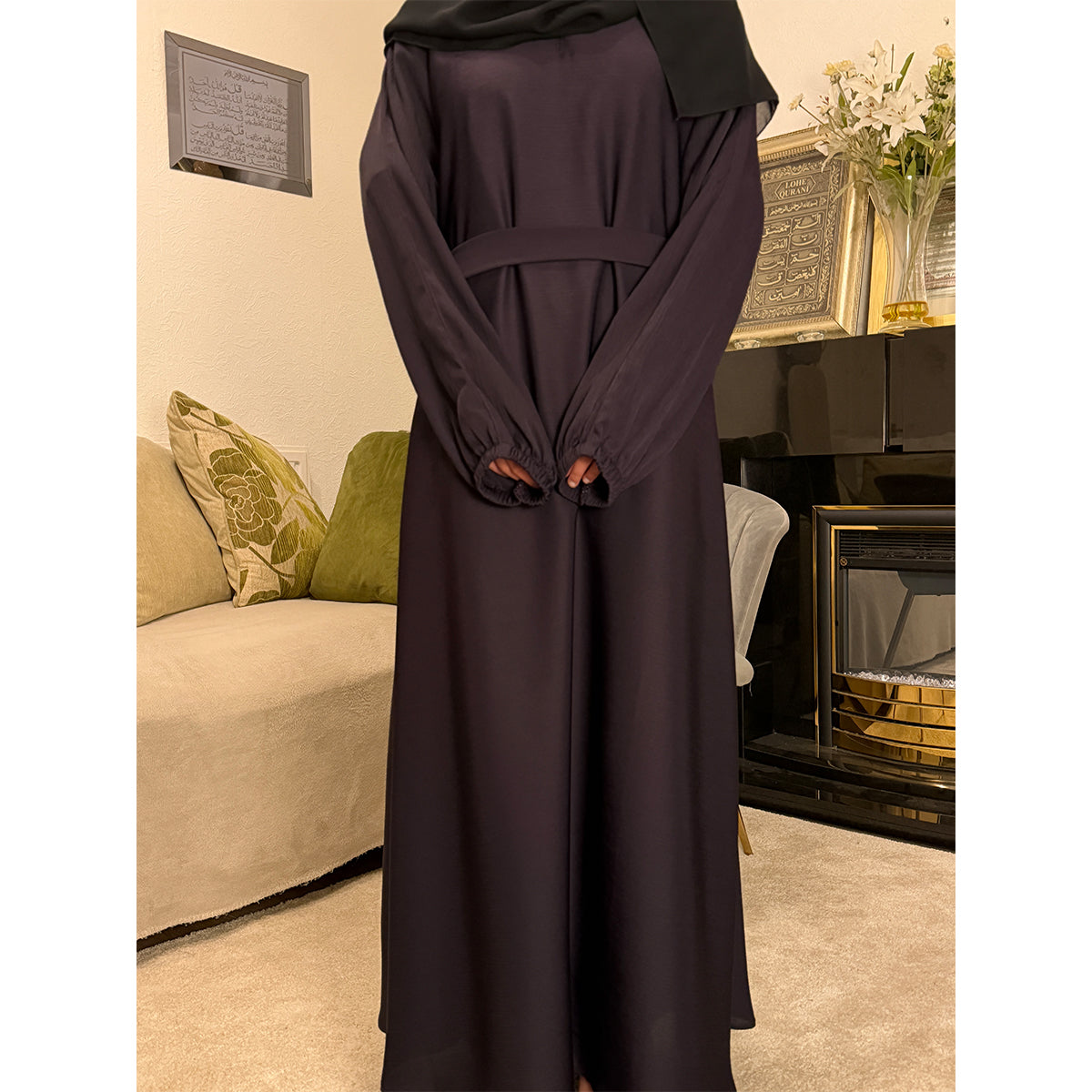 Premium Korean Zoom Zip Pocket Belted Closed Abaya