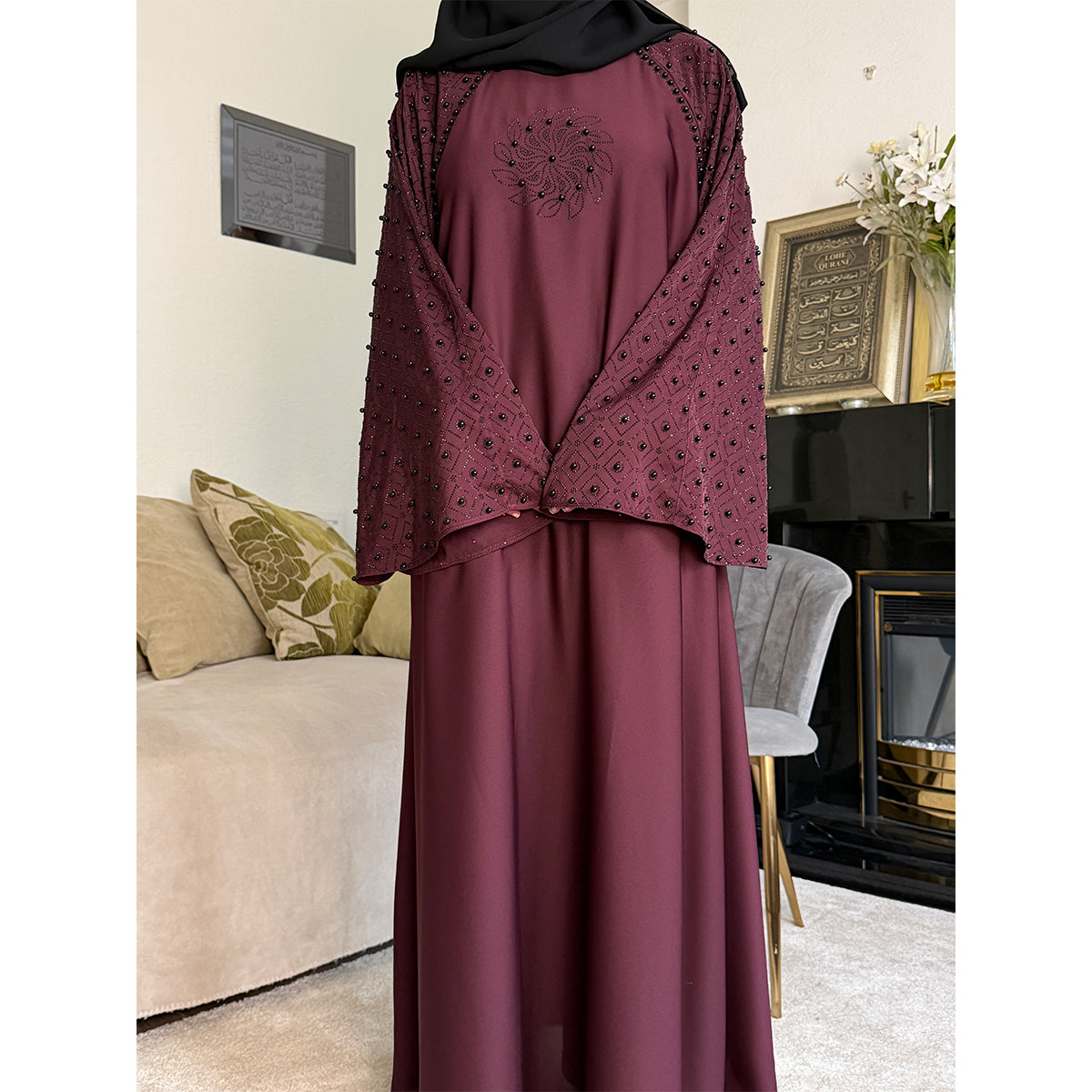 Aaliyah Embellished Pearl Detail Abaya