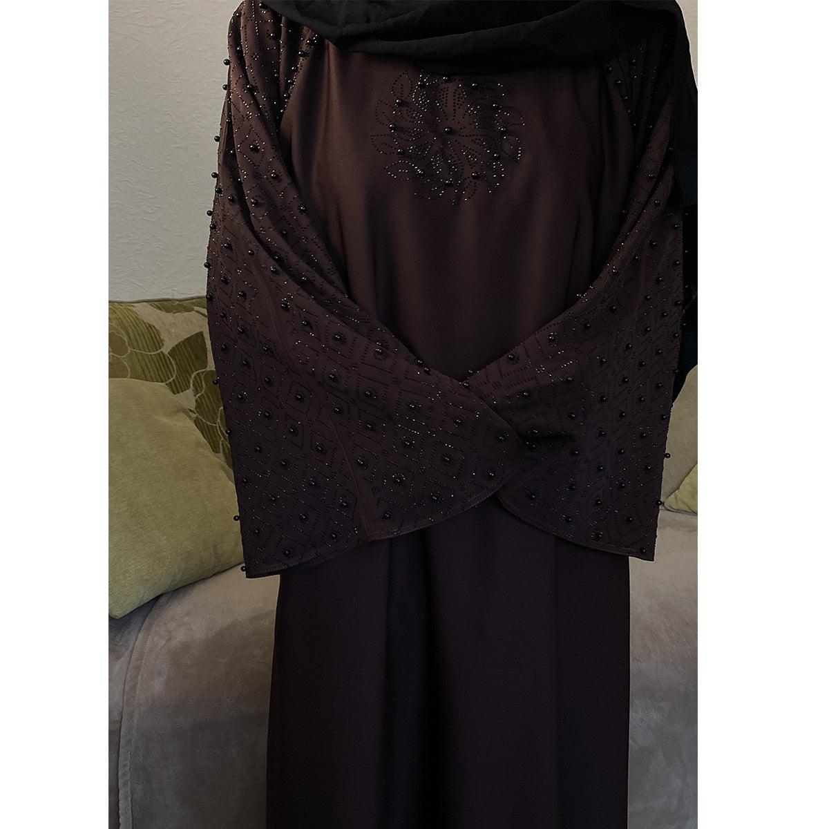 Aaliyah Embellished Pearl Detail Abaya