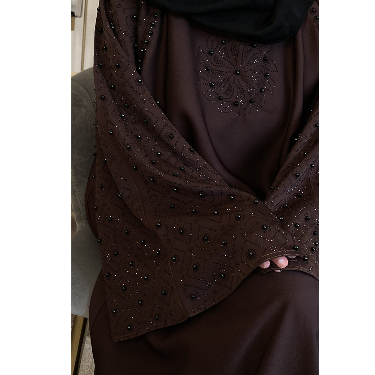 Aaliyah Embellished Pearl Detail Abaya