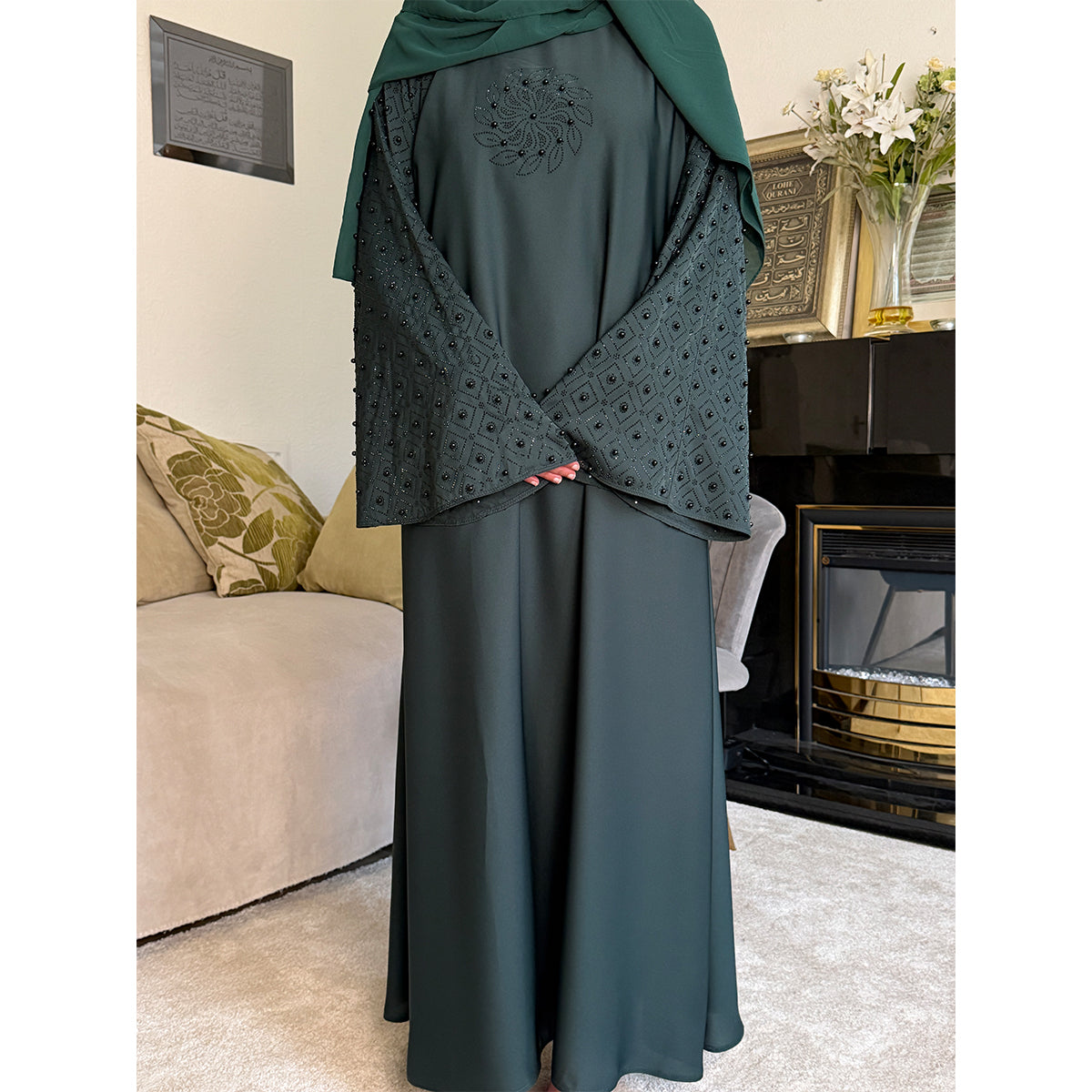 Aaliyah Embellished Pearl Detail Abaya