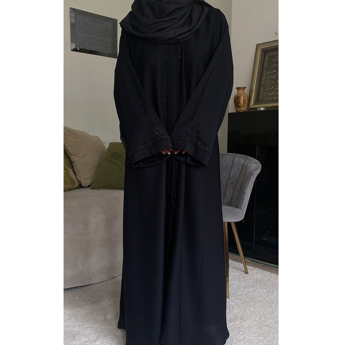 Aaminah Hand embroidered Open Abaya