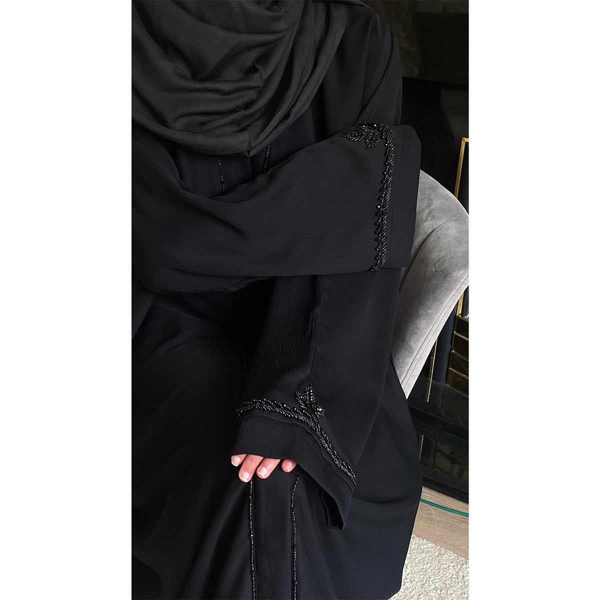 Aaminah Hand embroidered Open Abaya
