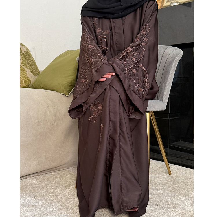 Aaminah Floral Embroidered Open Abaya