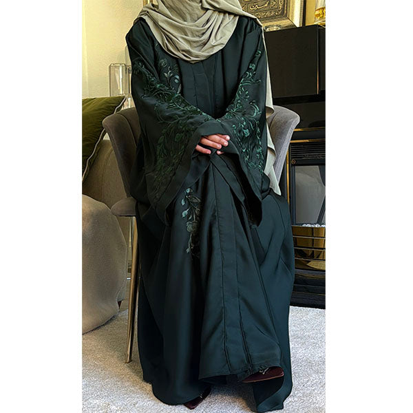 Aaminah Floral Embroidered Open Abaya