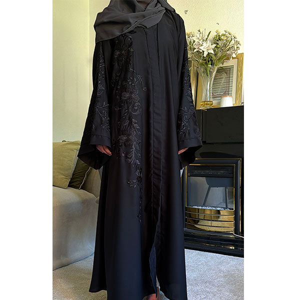 Aaminah Floral Embroidered Open Abaya