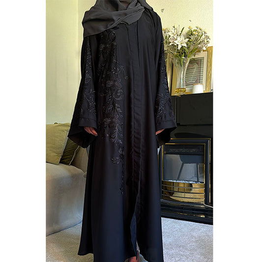 Aaminah Floral Embroidered Open Abaya
