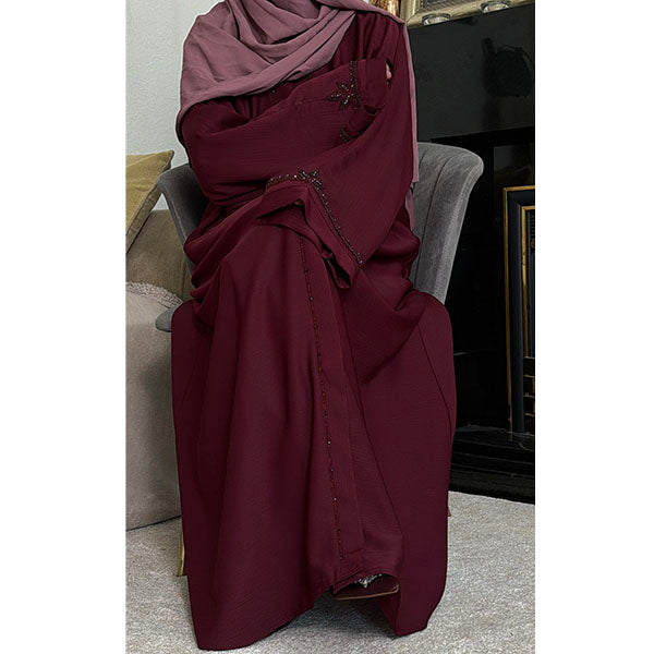 Aaminah Hand Embroidered Open Abaya