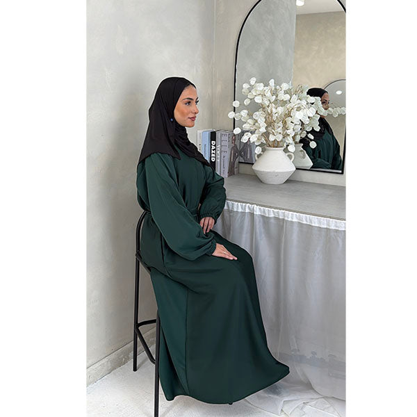 Premium Korean Tiktok Zip Pocket Belted Abaya