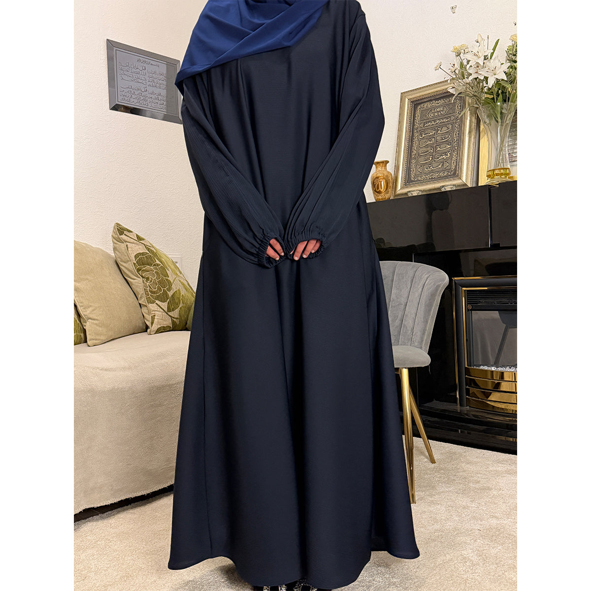 Premium Korean Zoom Zip Pocket Belted Closed Abaya