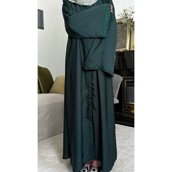 Amilah Pearl Detail Open Abaya