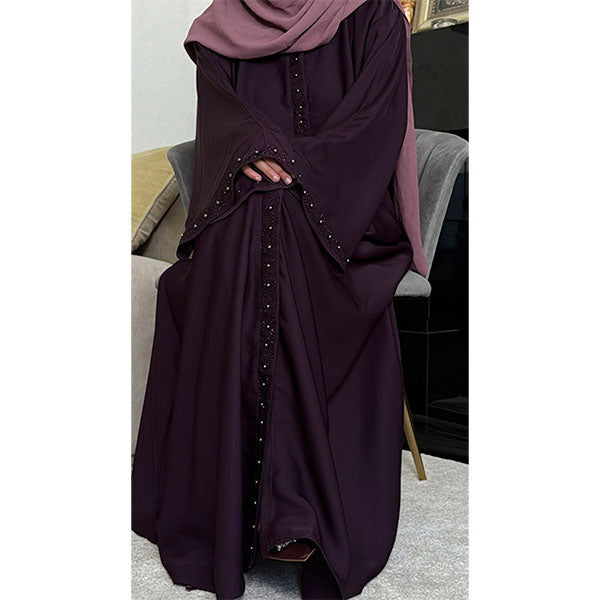 Amilah Pearl Detail Open Abaya