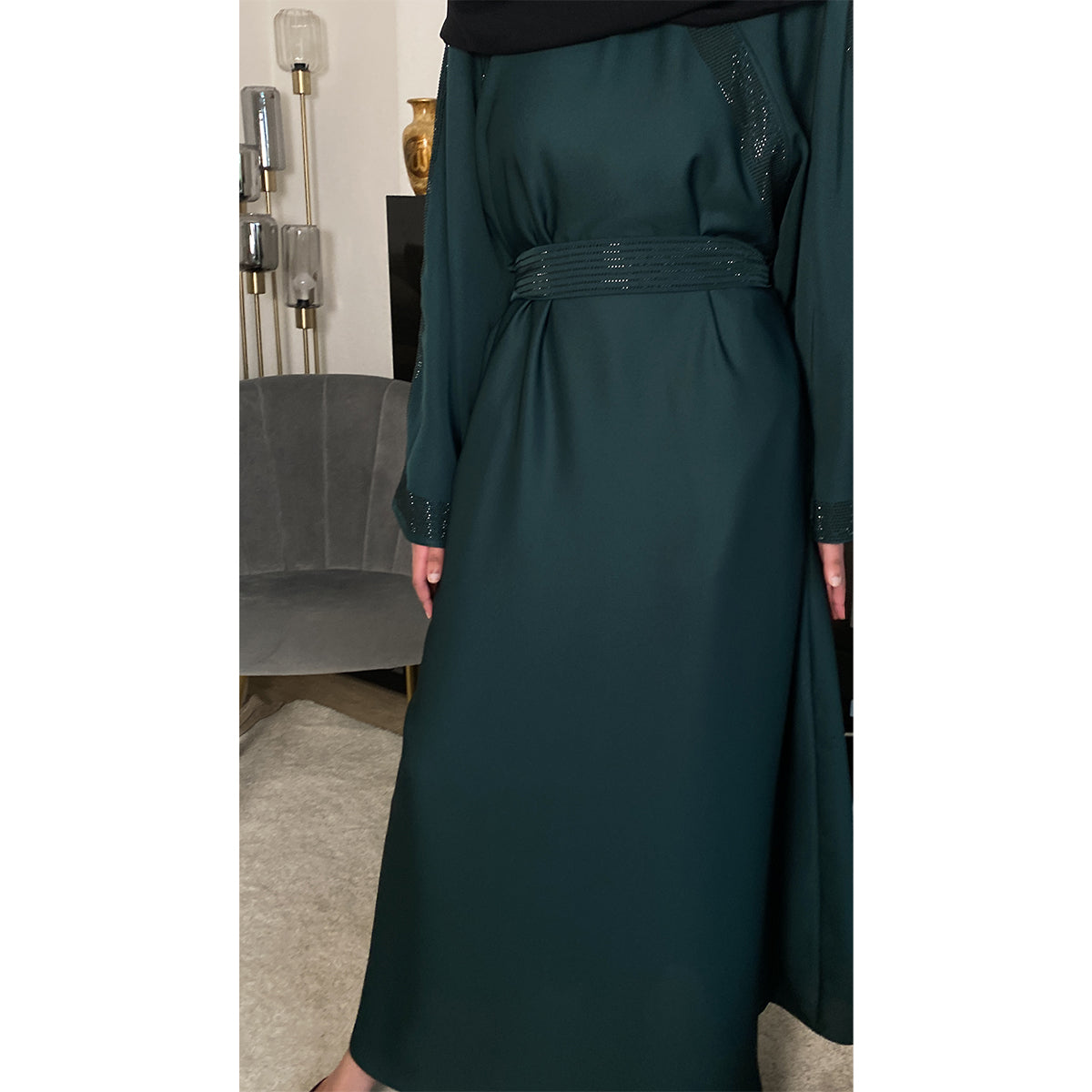 Amirah Belted Gem Stone Abaya
