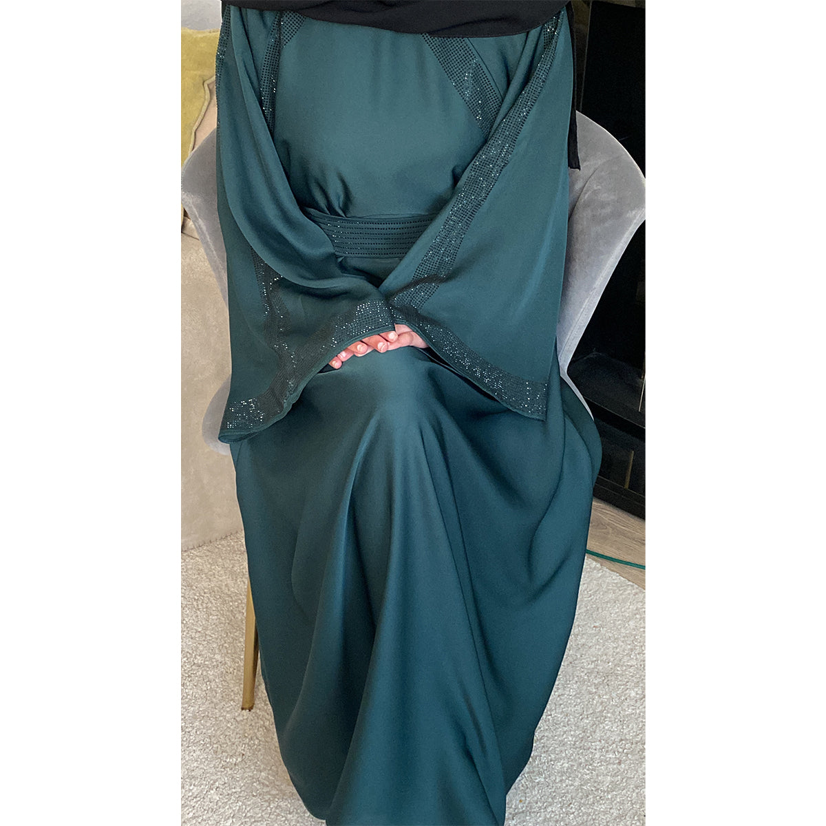 Amirah Belted Gem Stone Abaya