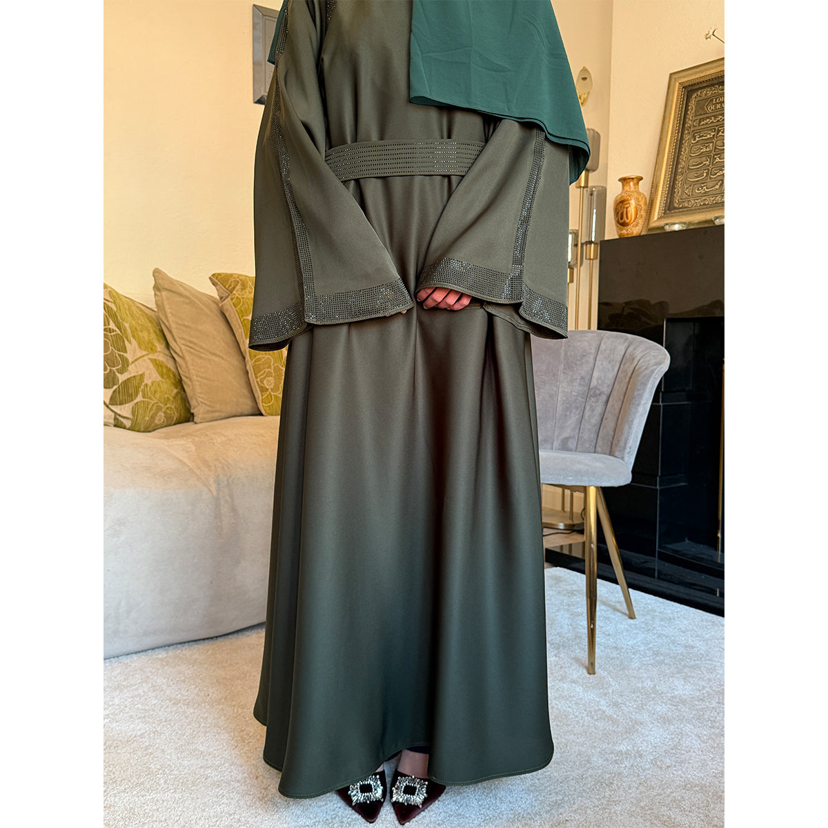Amirah Belted Gem Stone Abaya