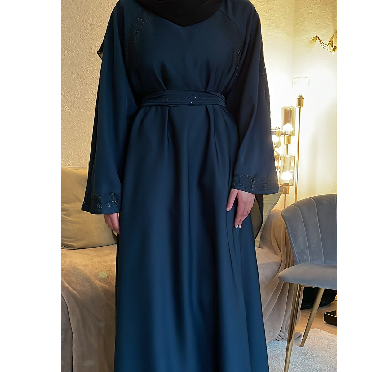 Amirah Belted Gem Stone Abaya