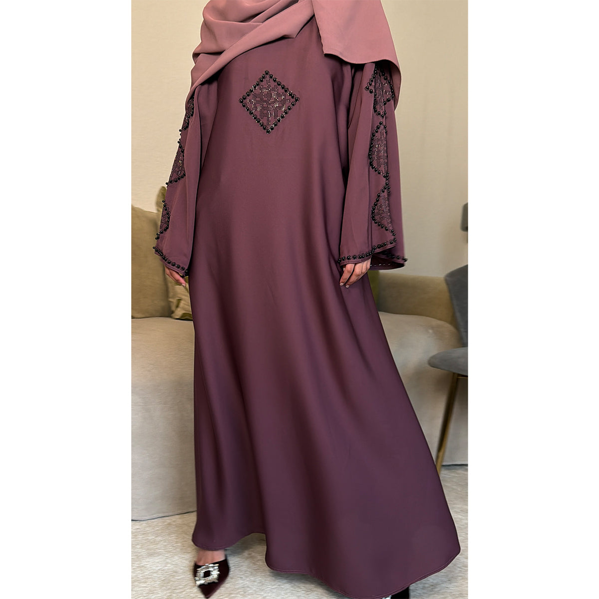 Amirah Pearl Diamond Detail Abaya