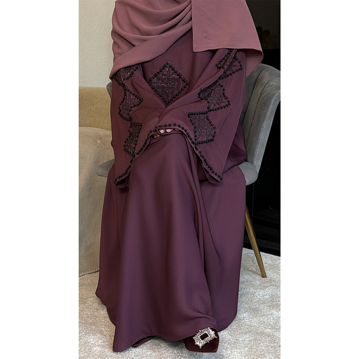 Amirah Pearl Diamond Detail Abaya