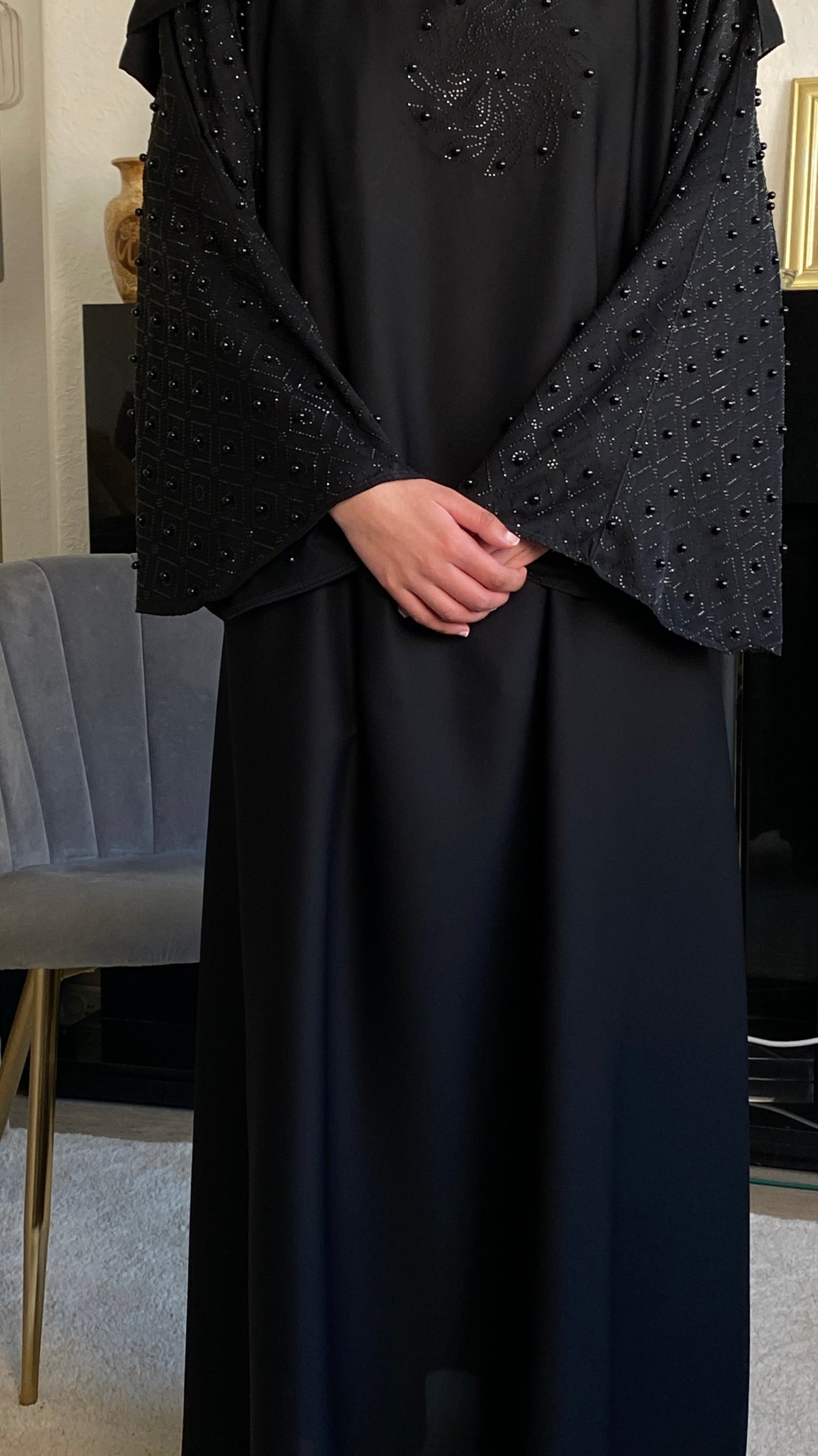 Aaliyah Embellished Pearl Detail Abaya