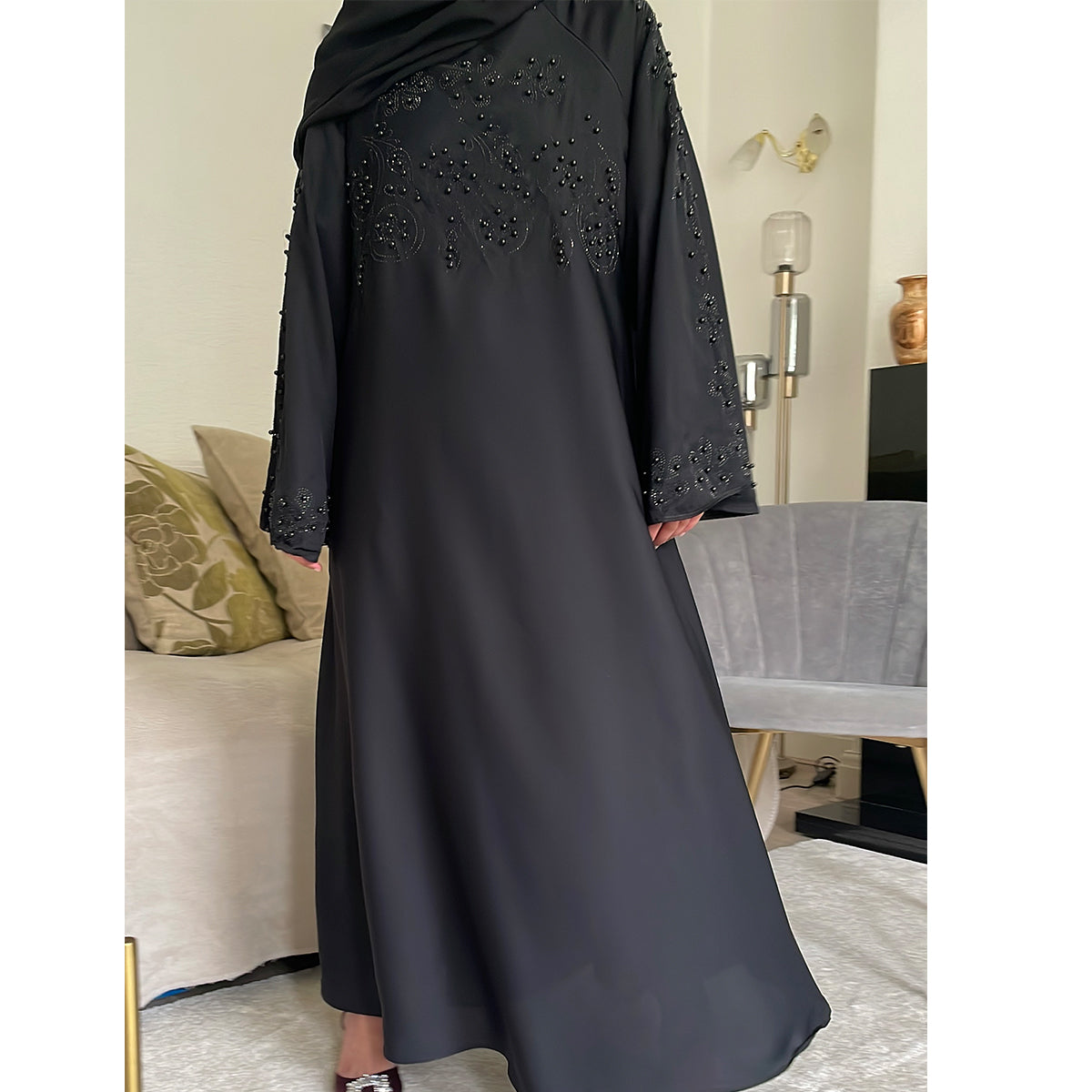 Khadijah Floral Pearl Detail Abaya