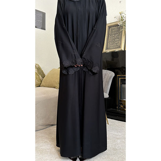 Khadijah Floral Embroidered Open Abaya