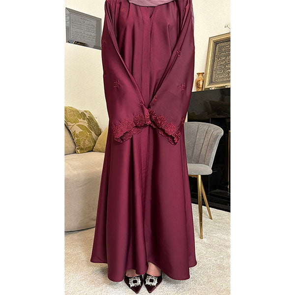 Khadijah Floral Embroidered Open Abaya
