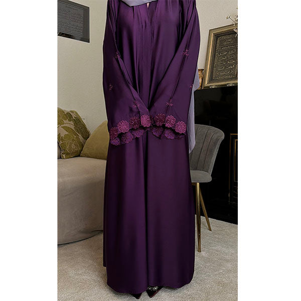 Khadijah Floral Embroidered Open Abaya