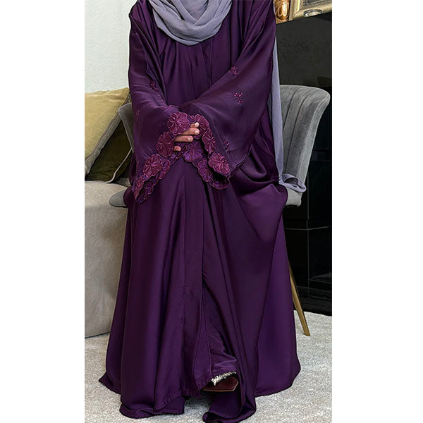 Khadijah Floral Embroidered Open Abaya