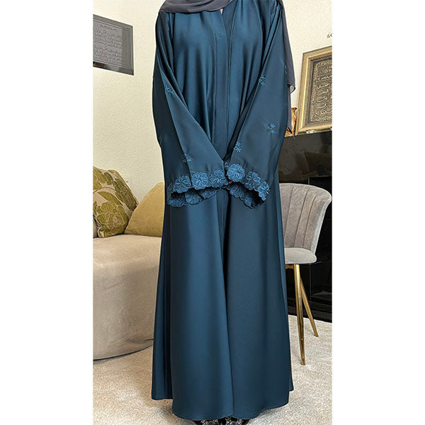 Khadijah Floral Embroidered Open Abaya