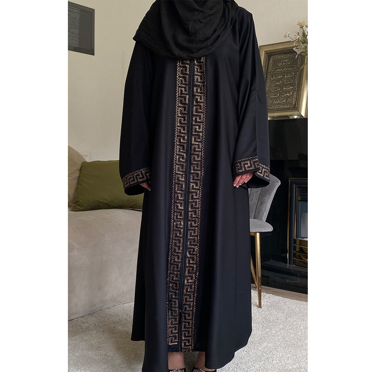 Lina Embellished Zip Up Abaya