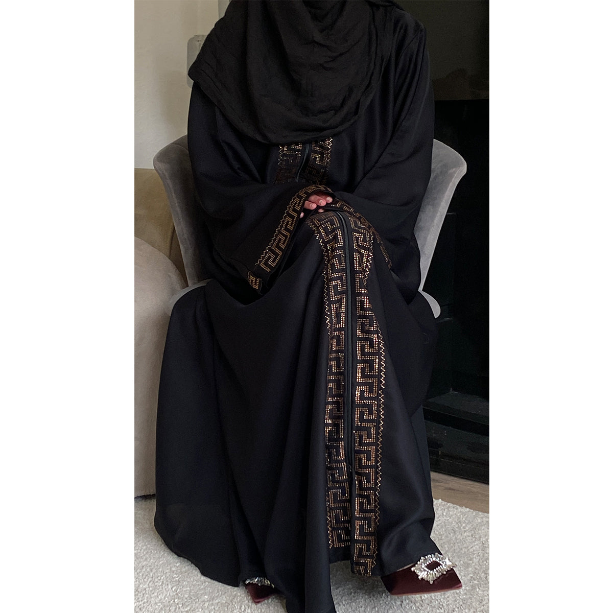 Lina Embellished Zip Up Abaya