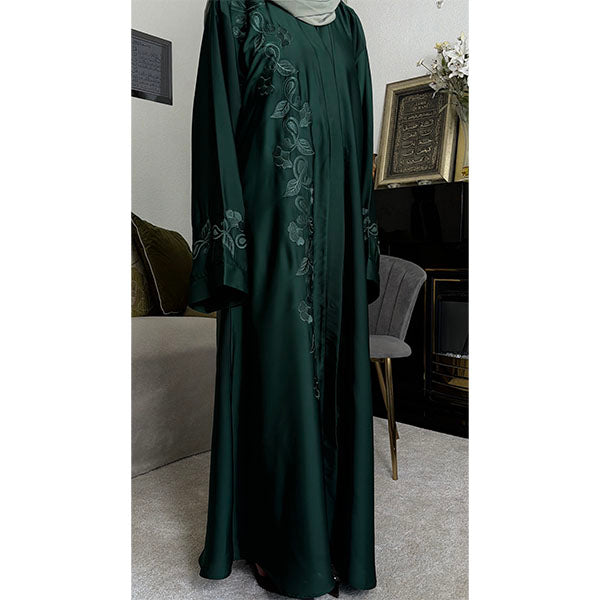 Maimoonah Floral Embroidered Open Abaya