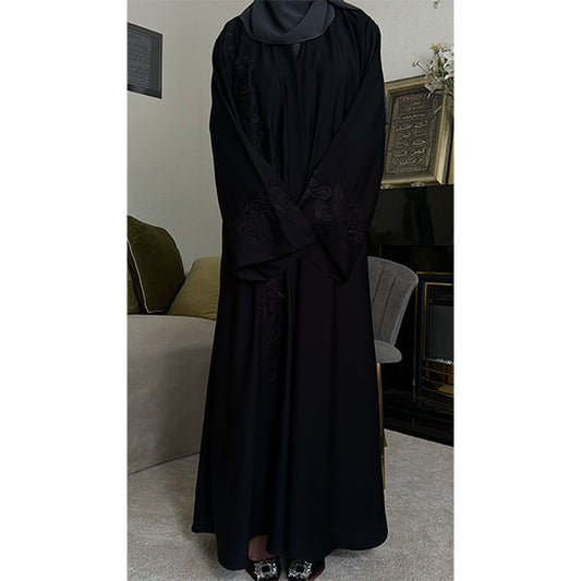Maimoonah Floral Embroidered Open Abaya