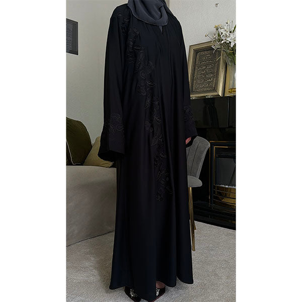 Maimoonah Floral Embroidered Open Abaya