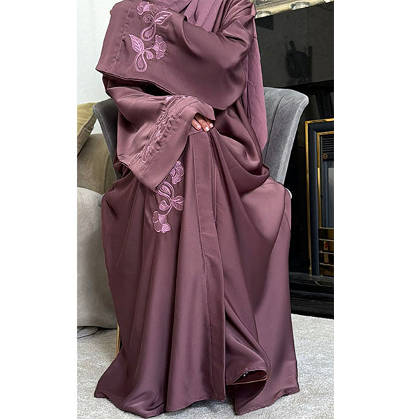 Maimoonah Floral Embroidered Open Abaya
