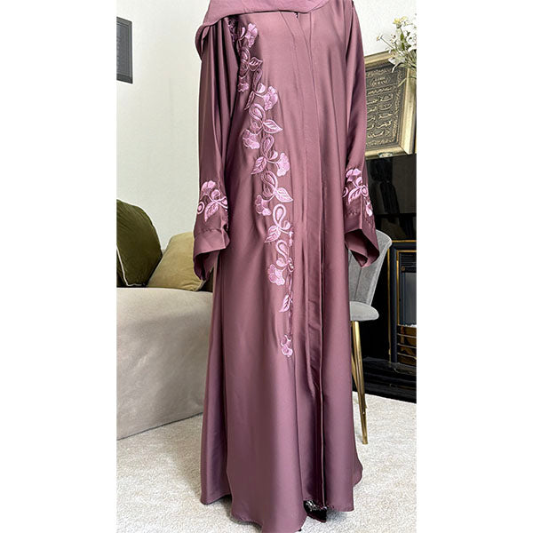 Maimoonah Floral Embroidered Open Abaya