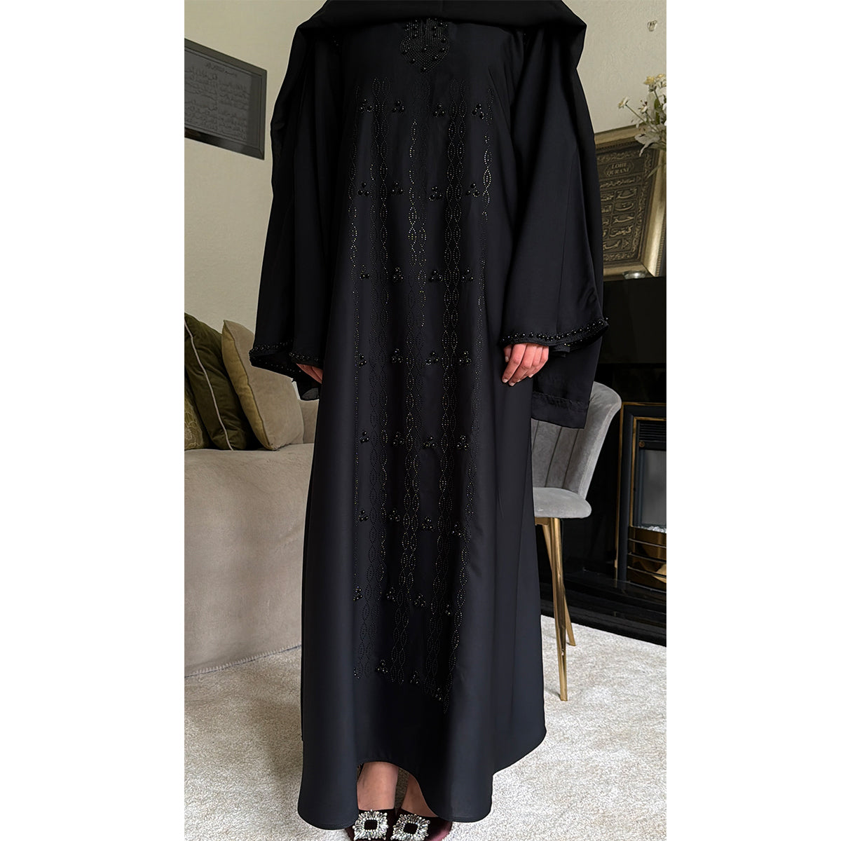 Sultana Pearl Detail Long Sleeve Abaya