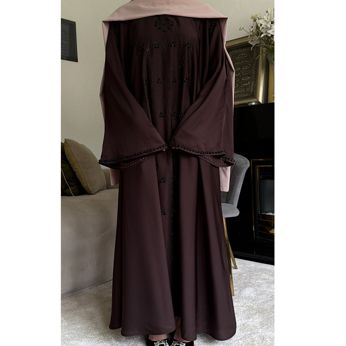 Sultana Pearl Detail Long Sleeve Abaya