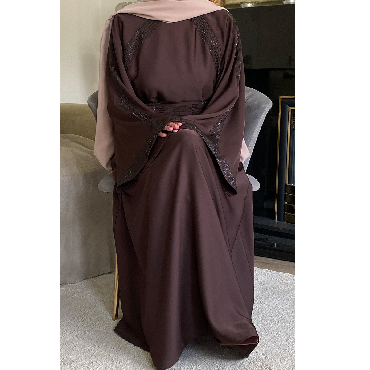 Amirah Belted Gem Stone Abaya